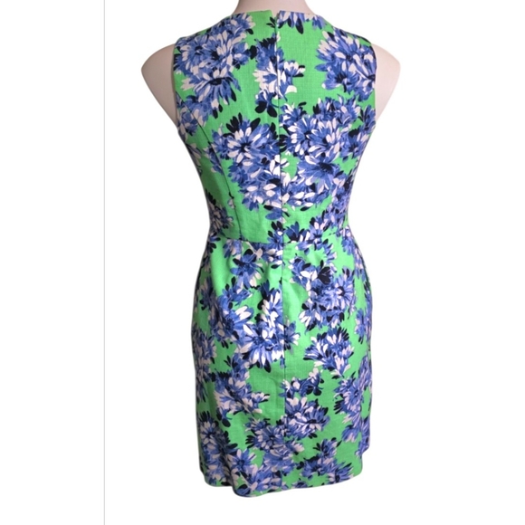 J.Crew Factory Floral Sheath Dress Green & Blue Size 4 - Picture 5 of 12